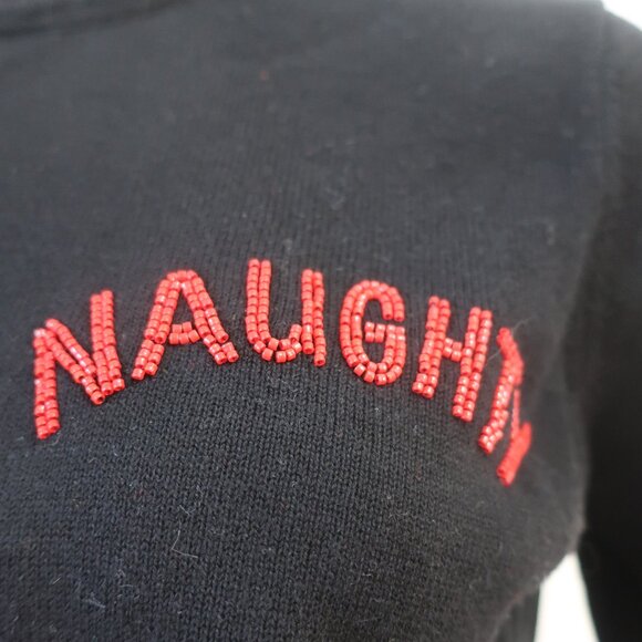 NWT Women Minnie Rose (Item- 69) Black Red Cotton Cashmere Naughty Sweater L - Picture 6 of 12